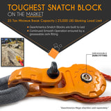 (2 PACK) Mega Snatch Block 25 Ton | Off-Road like a PRO! - Provide Mechanical Advantage to Double or Triple your Winch Pull