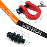 Mega Shackles ® - Red (2PK) | Forged Carbon Steel | 68,000 lbs MBS (16,000 lbs WLL) | Off-Road Recovery Anchor Points