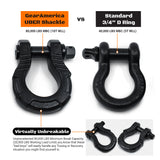 GearAmerica UBER Shackles with Anti-Theft Lock (Black) | Forged Carbon Steel | 80,000 lb (40T) MBS & 20,000 lb (10T) WLL