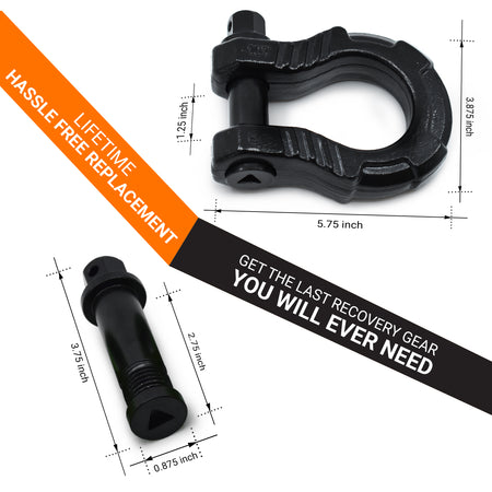 GearAmerica UBER Shackles with Anti-Theft Lock (Black) | Forged Carbon Steel | 80,000 lb (40T) MBS & 20,000 lb (10T) WLL