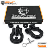 GearAmerica UBER Shackles with Anti-Theft Lock (Black) | Forged Carbon Steel | 80,000 lb (40T) MBS & 20,000 lb (10T) WLL