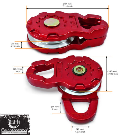 ULTRA Snatch Block Pulley Red | 20T MBS (Aluminum) | Best for Synthetic Winch Rope and Soft Shackles