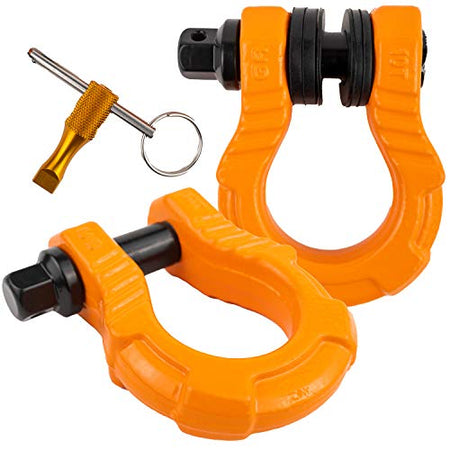 GearAmerica UBER Shackles with Anti-Theft Lock (Orange) | Forged Carbon Steel | 80,000 lb (40T) MBS & 20,000 lb (10T) WLL